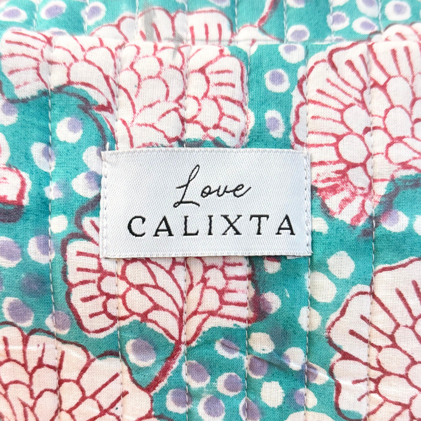 Blue Block Print Frill Washbag
