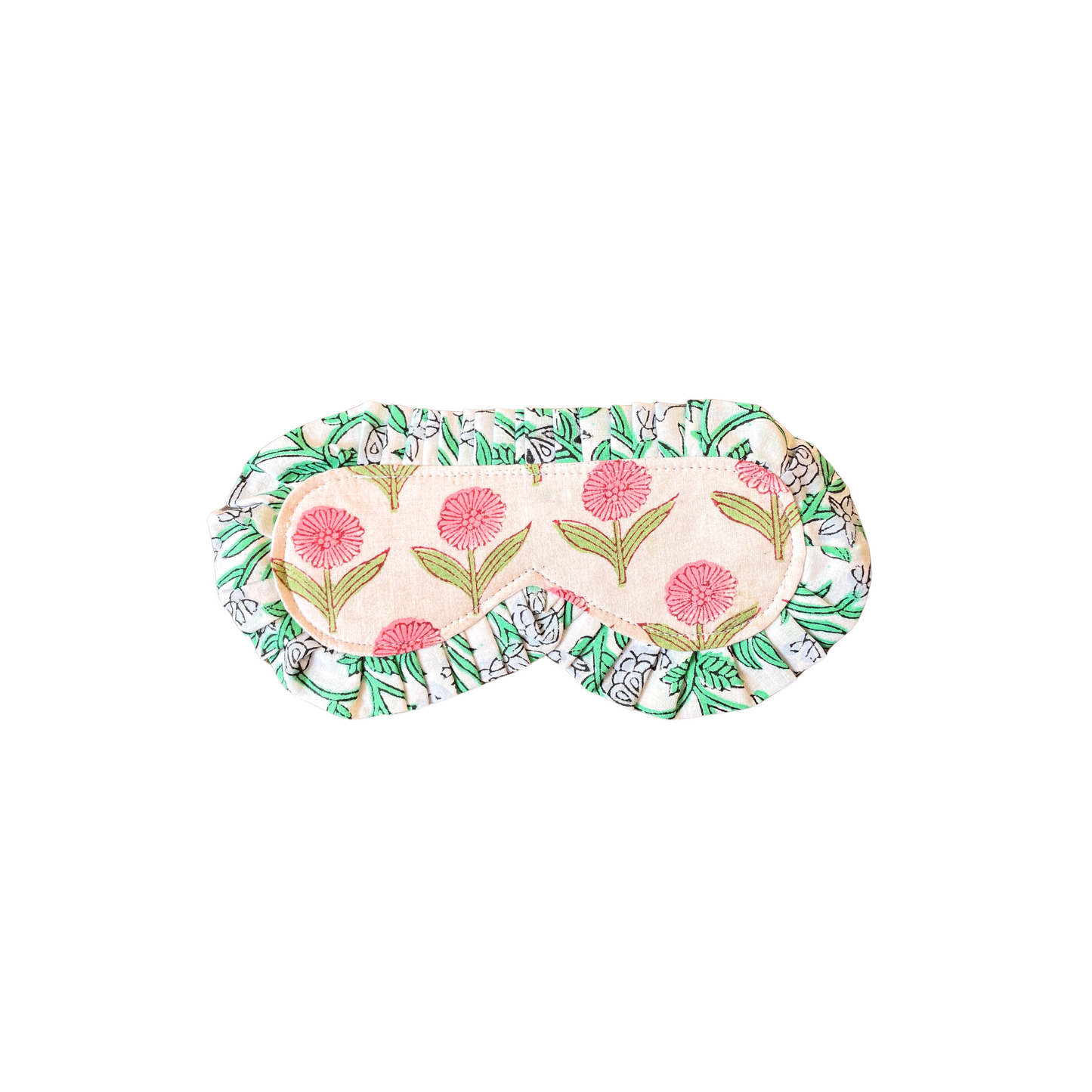Pink Block Print Eye Mask