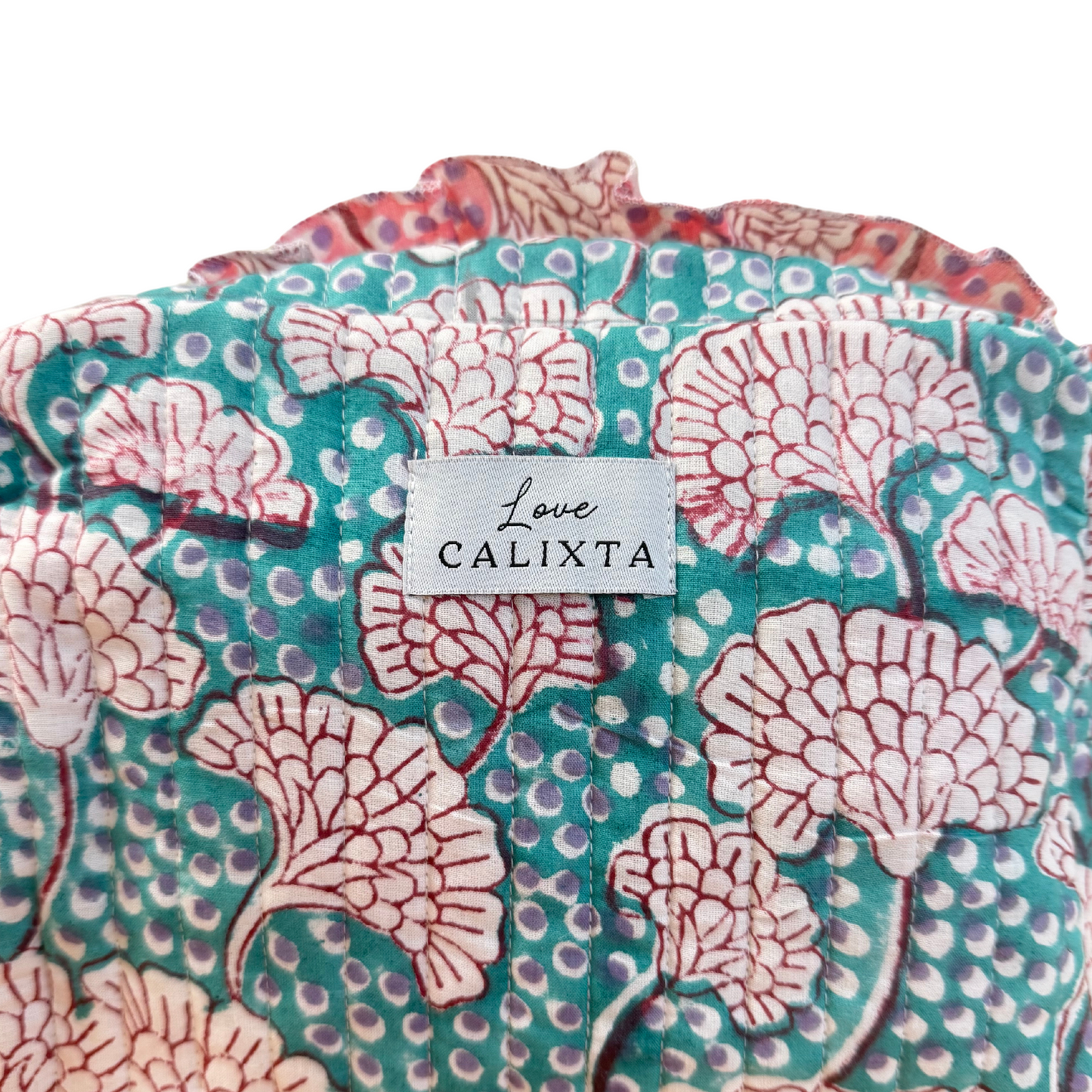 Blue Block Print Frill Washbag