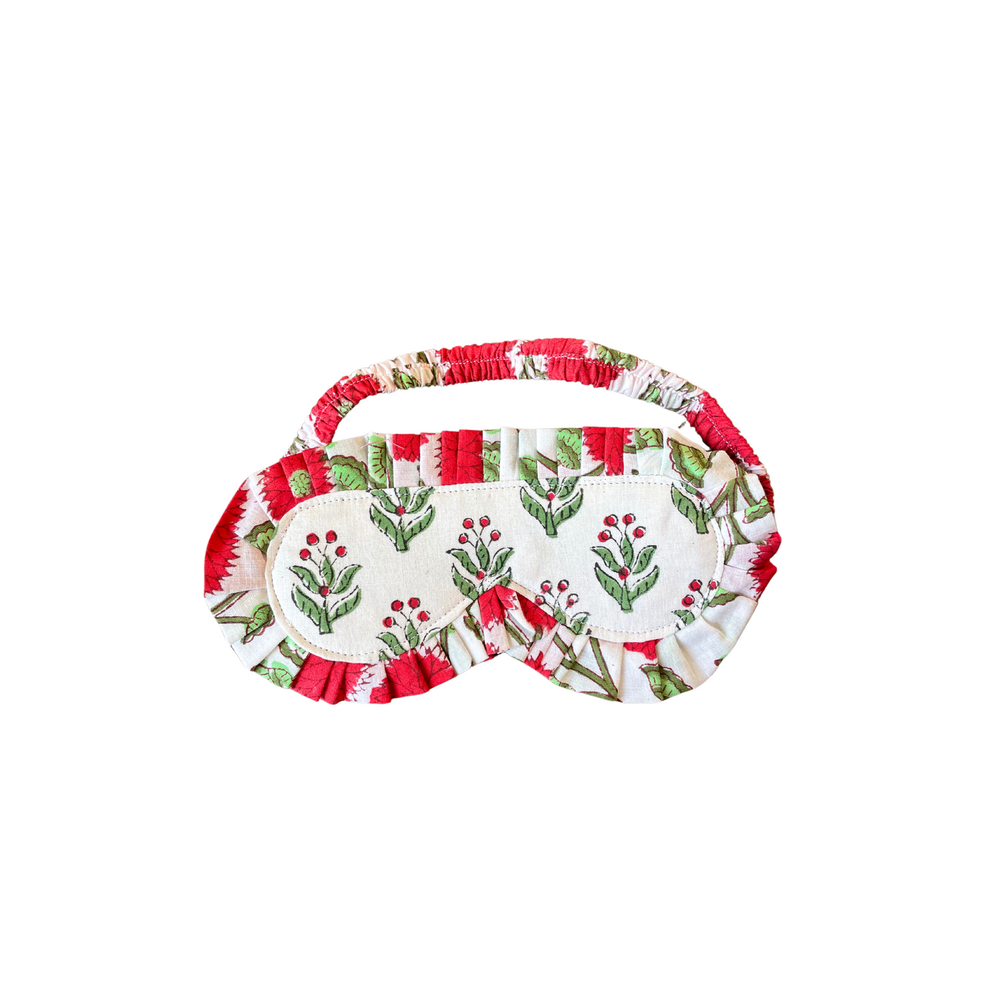 Red Block Print Eye Mask