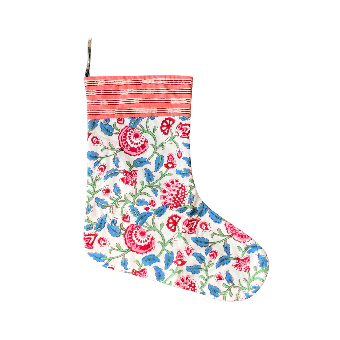 Blue Block Print Stocking