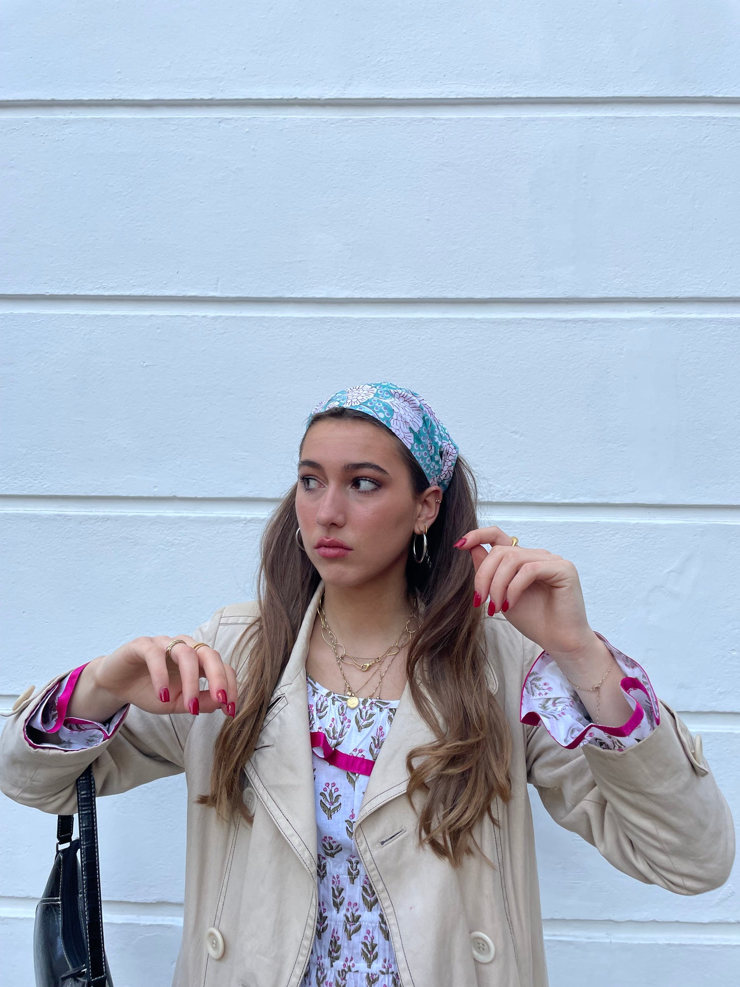Blue Block Print Headband