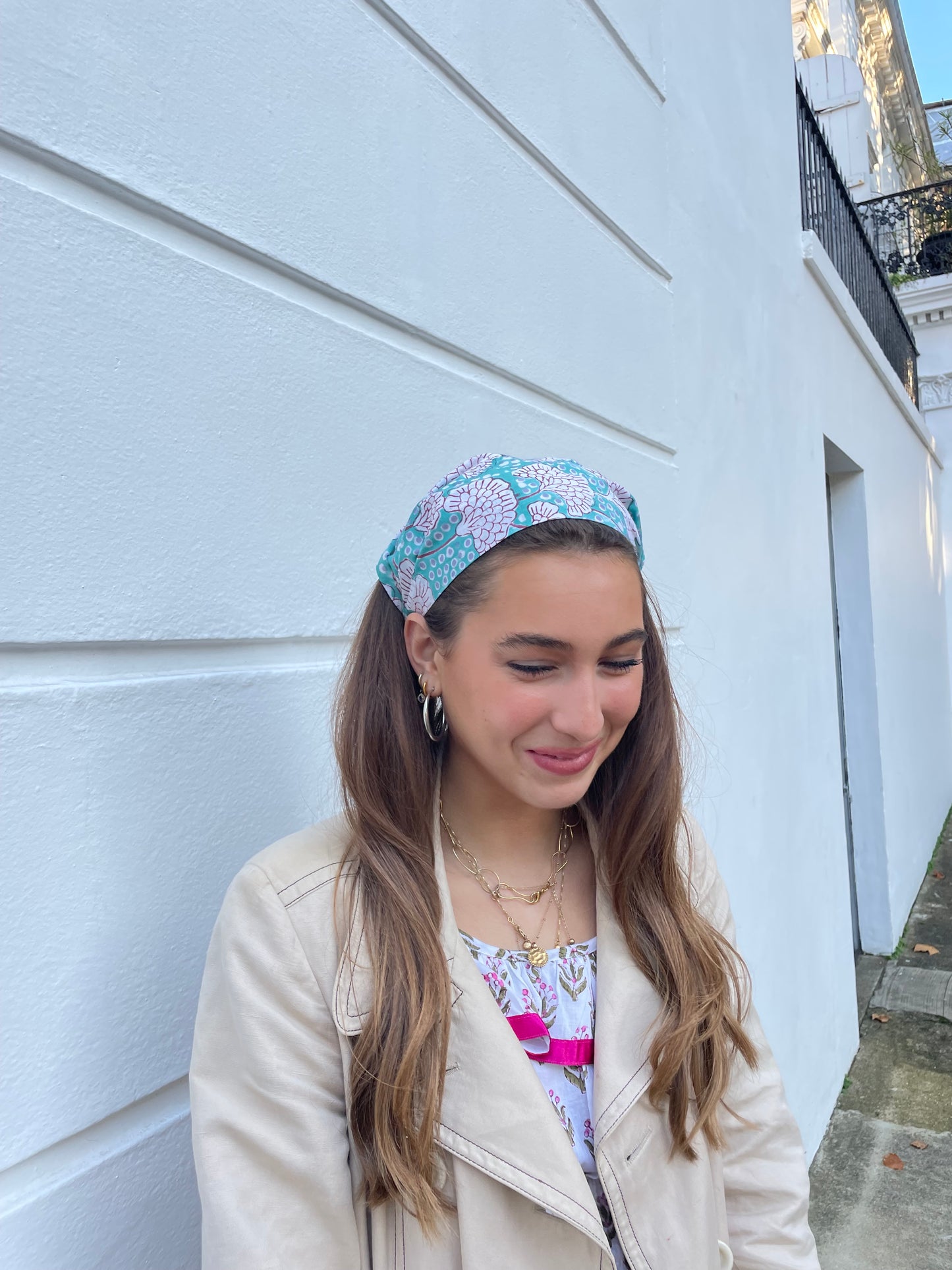 Blue Block Print Headband