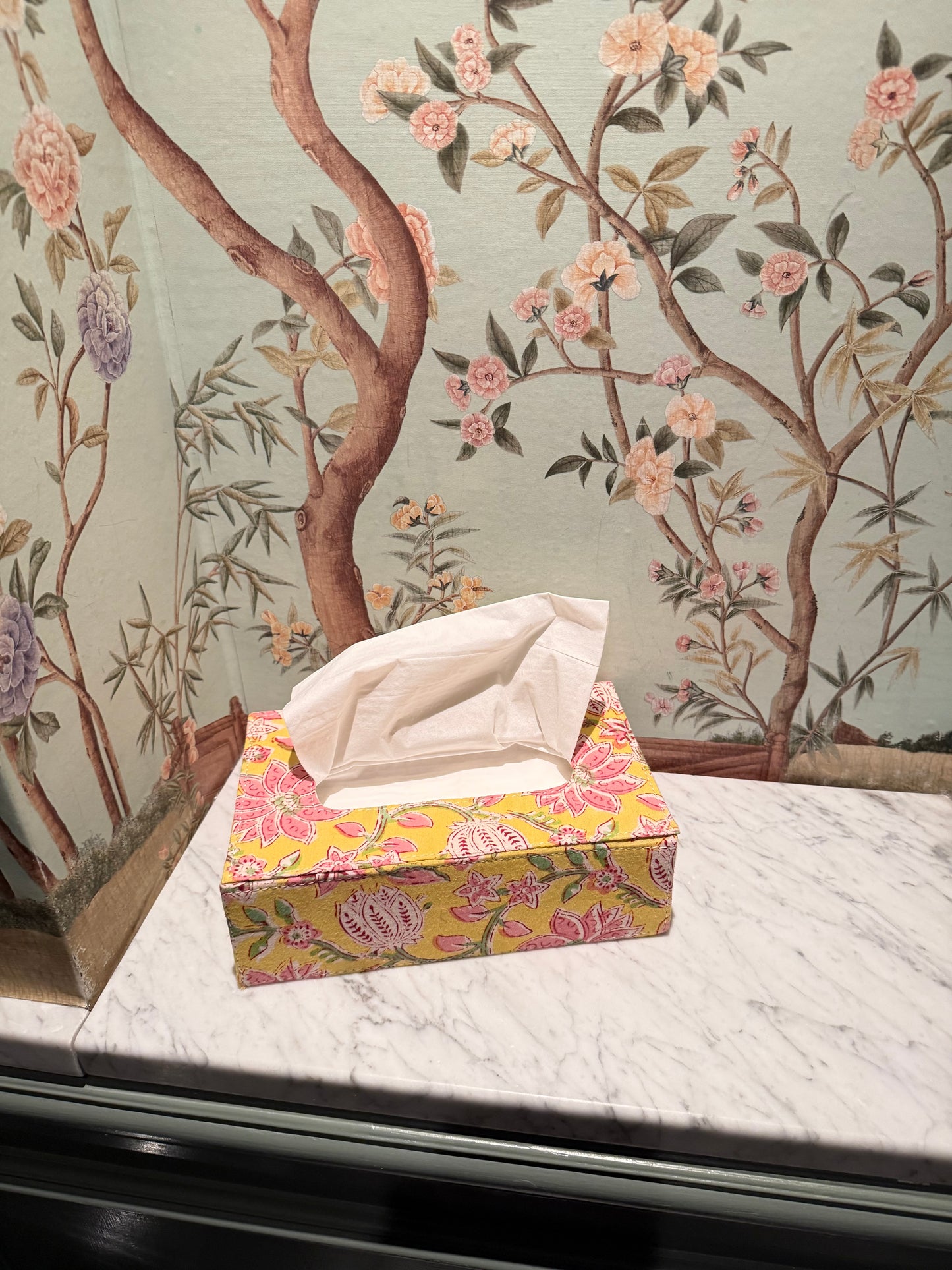 Yellow Tissue Box Holder
