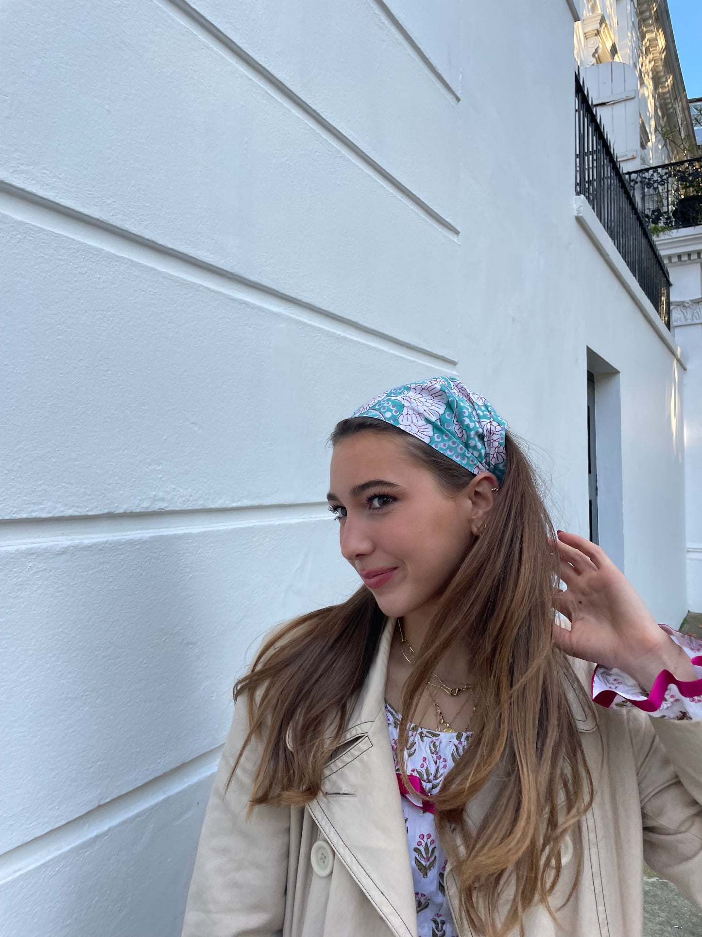 Blue Block Print Headband