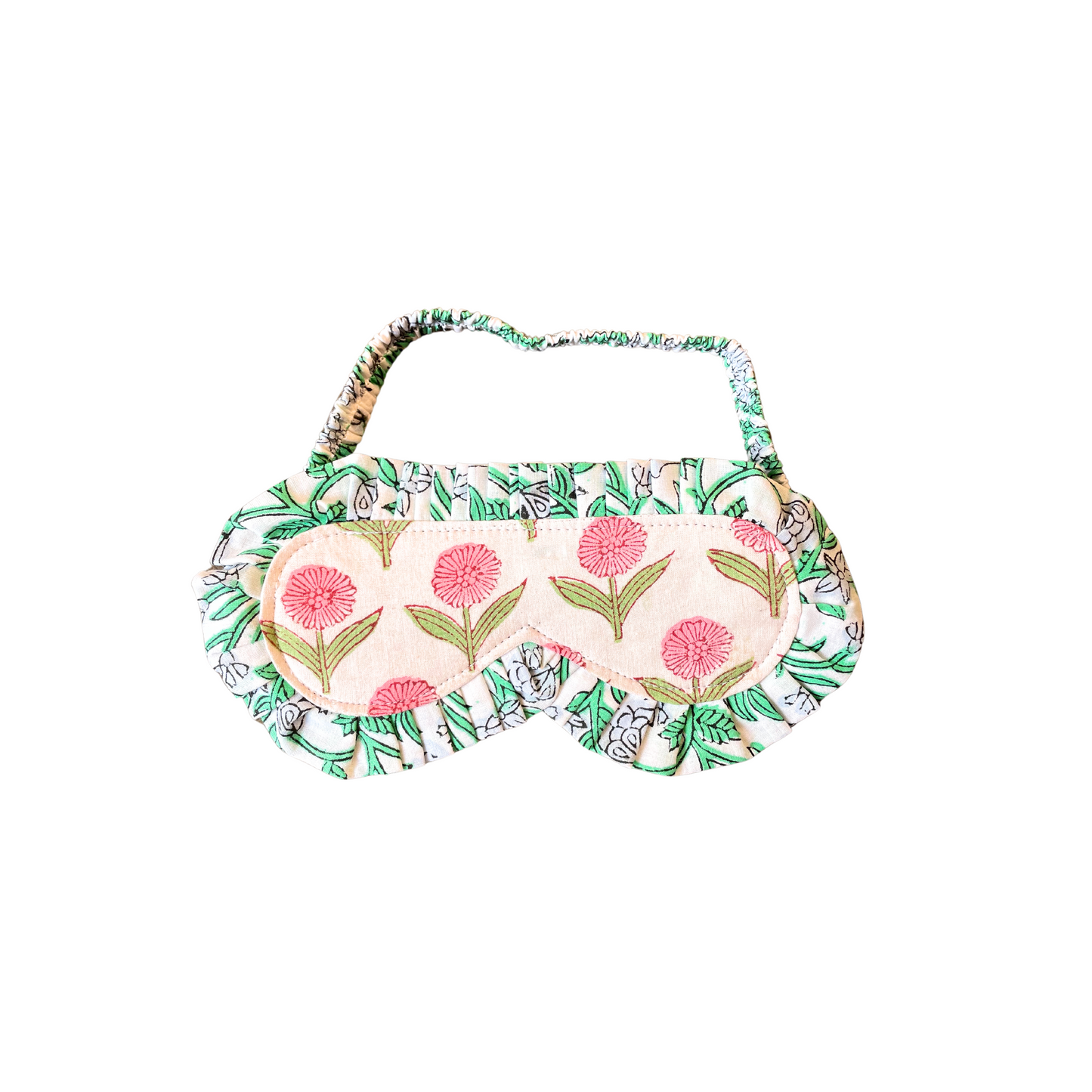 Pink Block Print Eye Mask