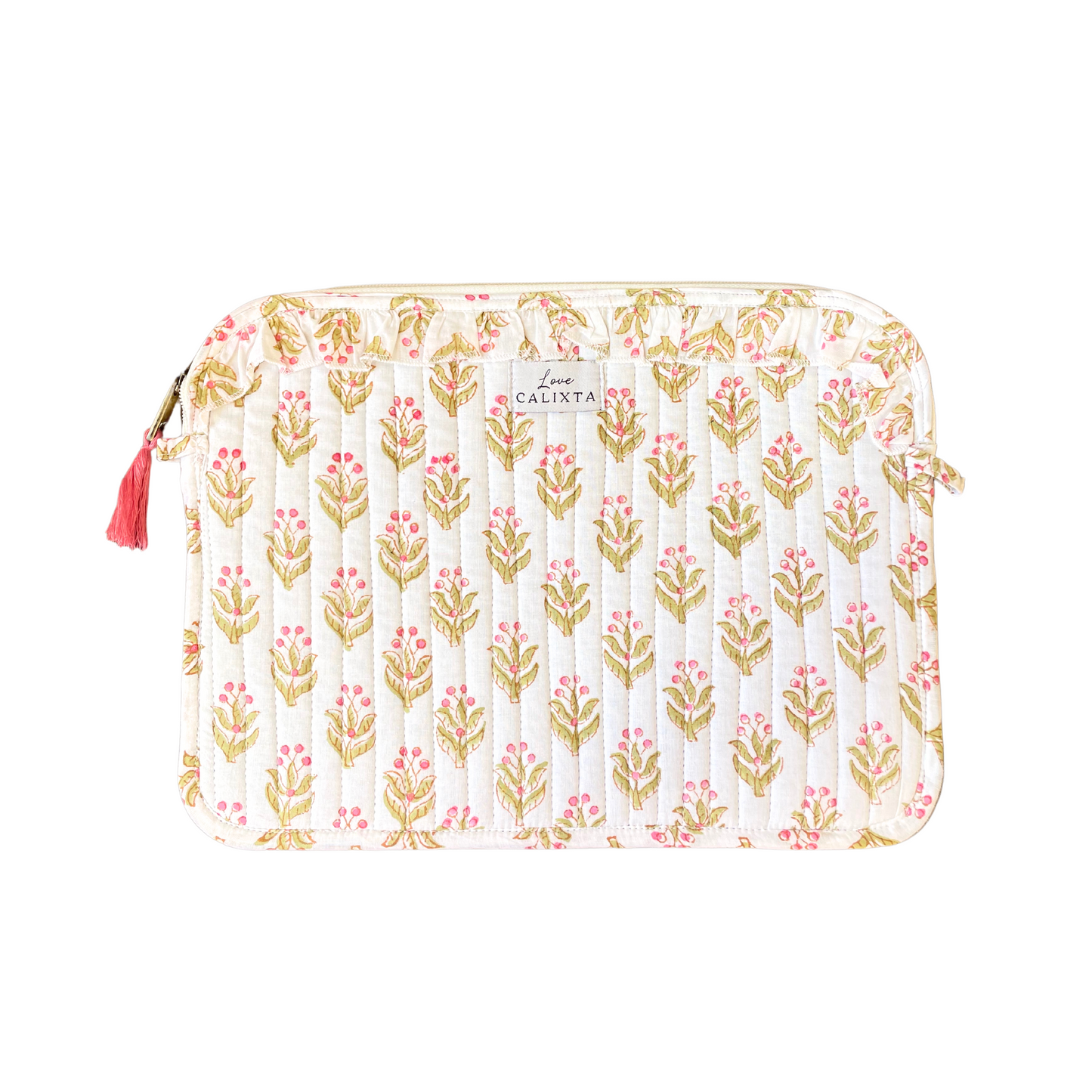 Block Print Laptop Case Green