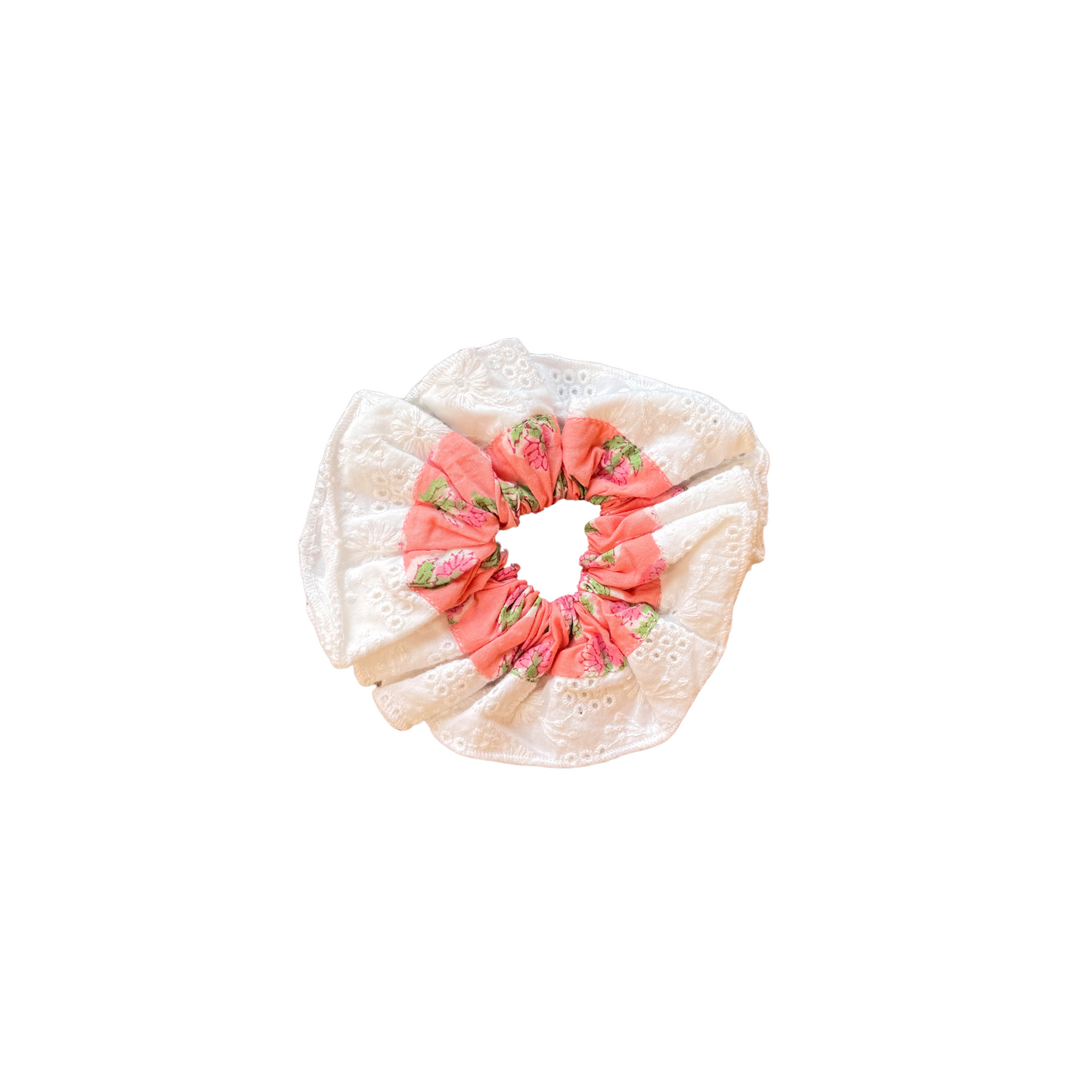 Block Print Hair Scrunchie Pink