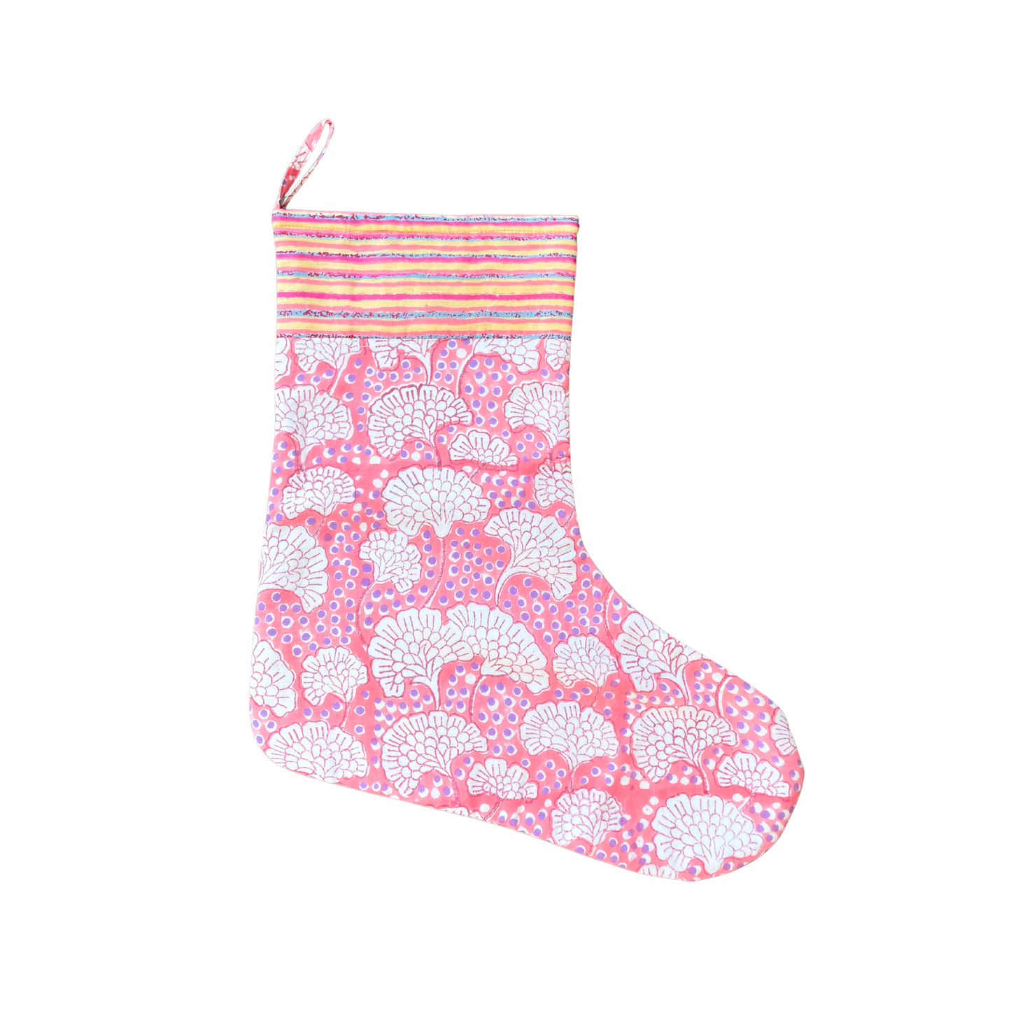 Pink Block Print Stocking
