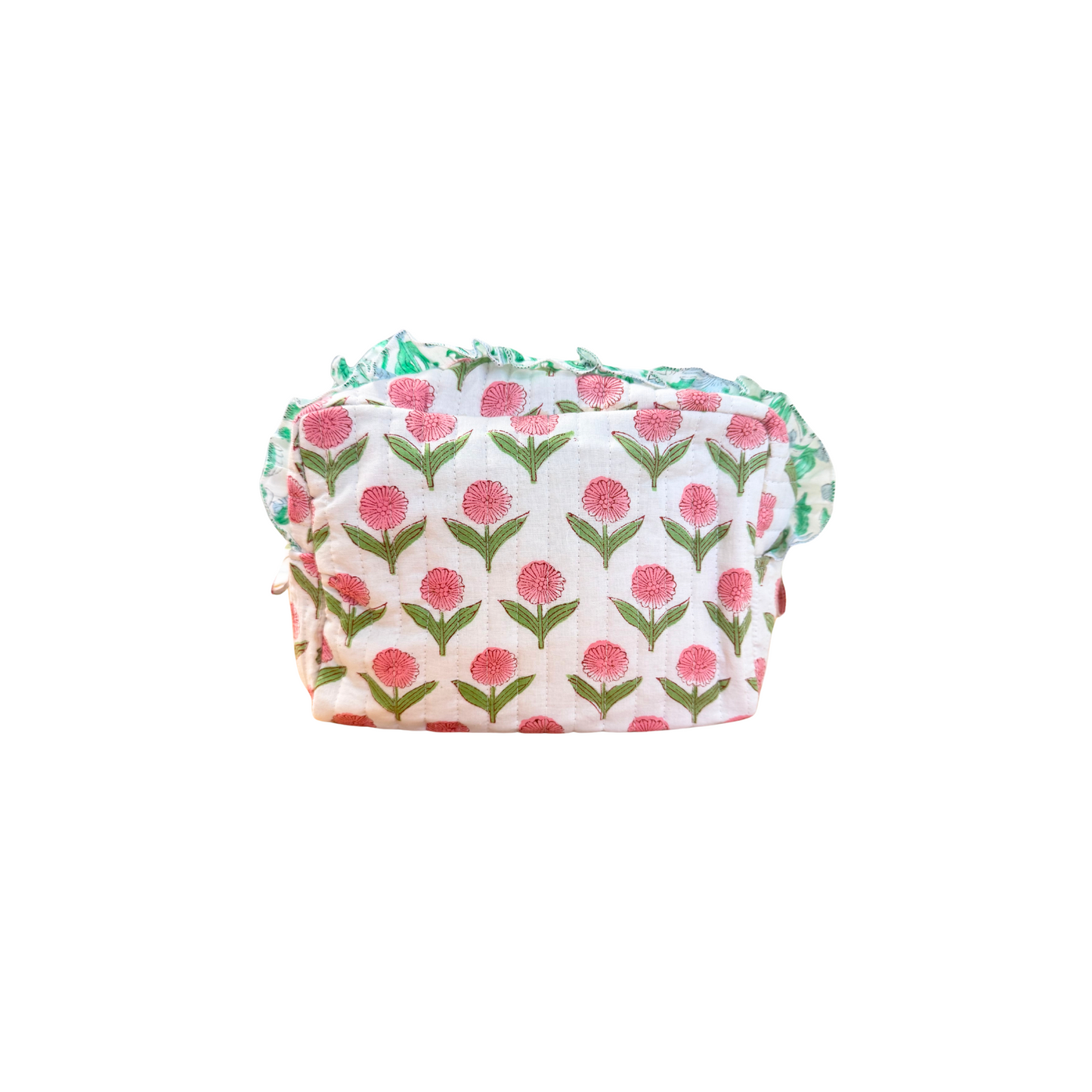 Pink Floral Frill Washbag