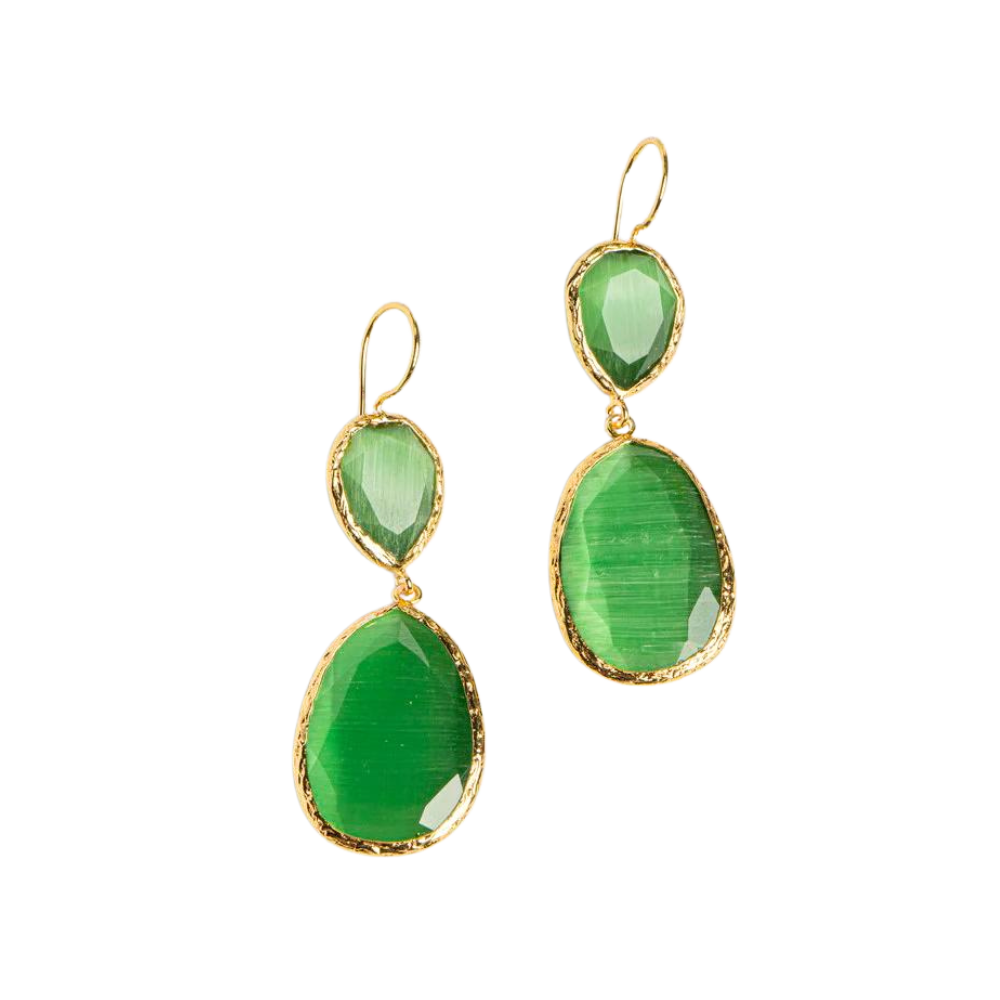 Double Droplet Earring Green