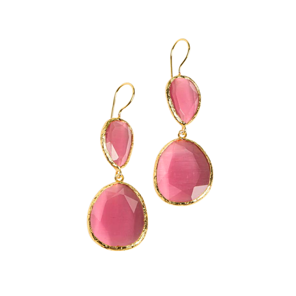 Double Droplet Earrings Pink