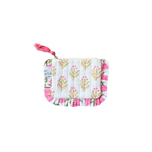 Block Print Coin Purse White