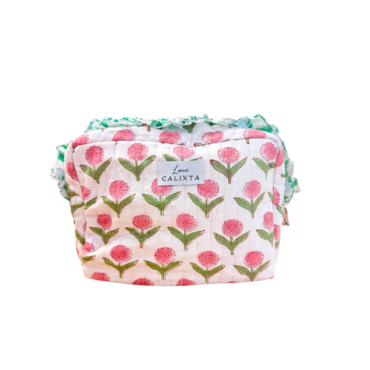 Pink Floral Frill Washbag