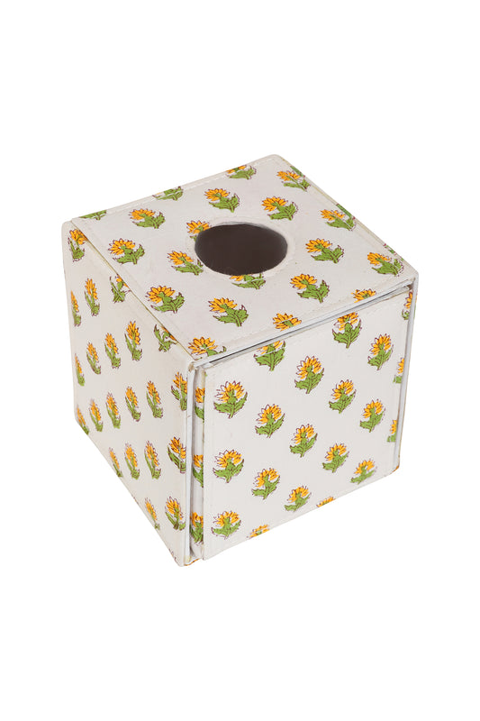 Yellow Floral Tissue Box Holder
