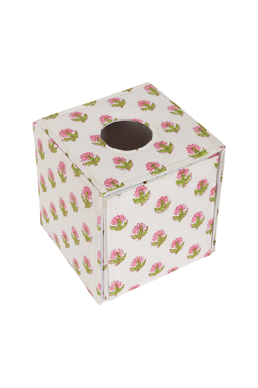 Pink Floral Tissue Box Holder