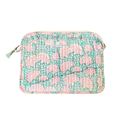 Block Print Laptop Case Green