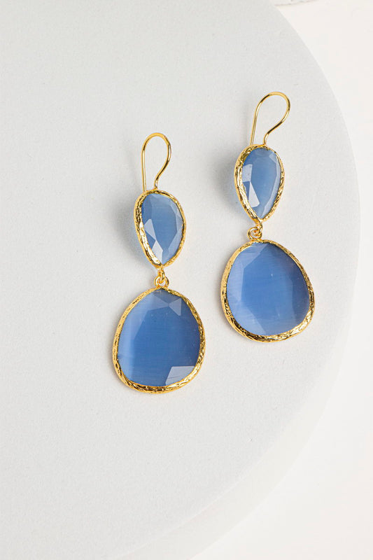 Double Droplet Earring Blue